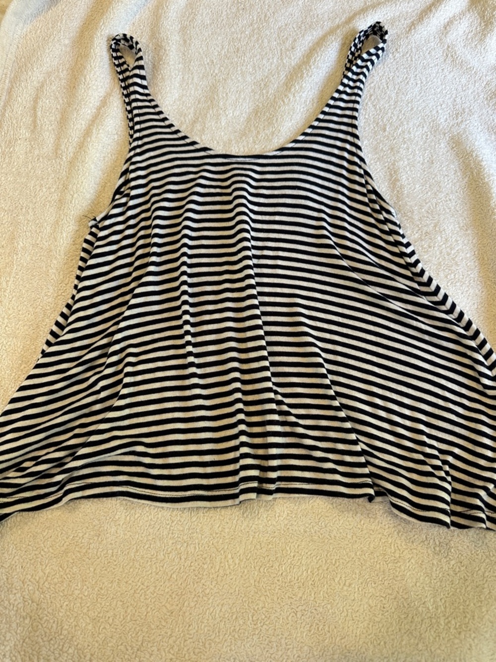 Striped Scoop Neck Tank Top - Black & White size XS